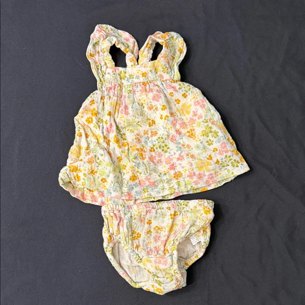 Floral Print Kids Outfit - Yellow and Pink